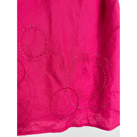 Valerie Stevens Pink 100% Linen Sleeveless Blouse Beading Embroidered XL - Picture 3 of 12